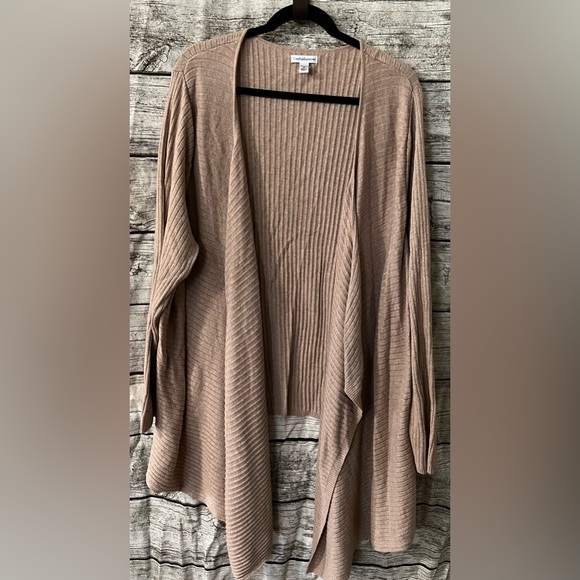 Croft & Barrow ribbed knit open cardigan, oatmeal tan color, sz 3X - Picture 1 of 3